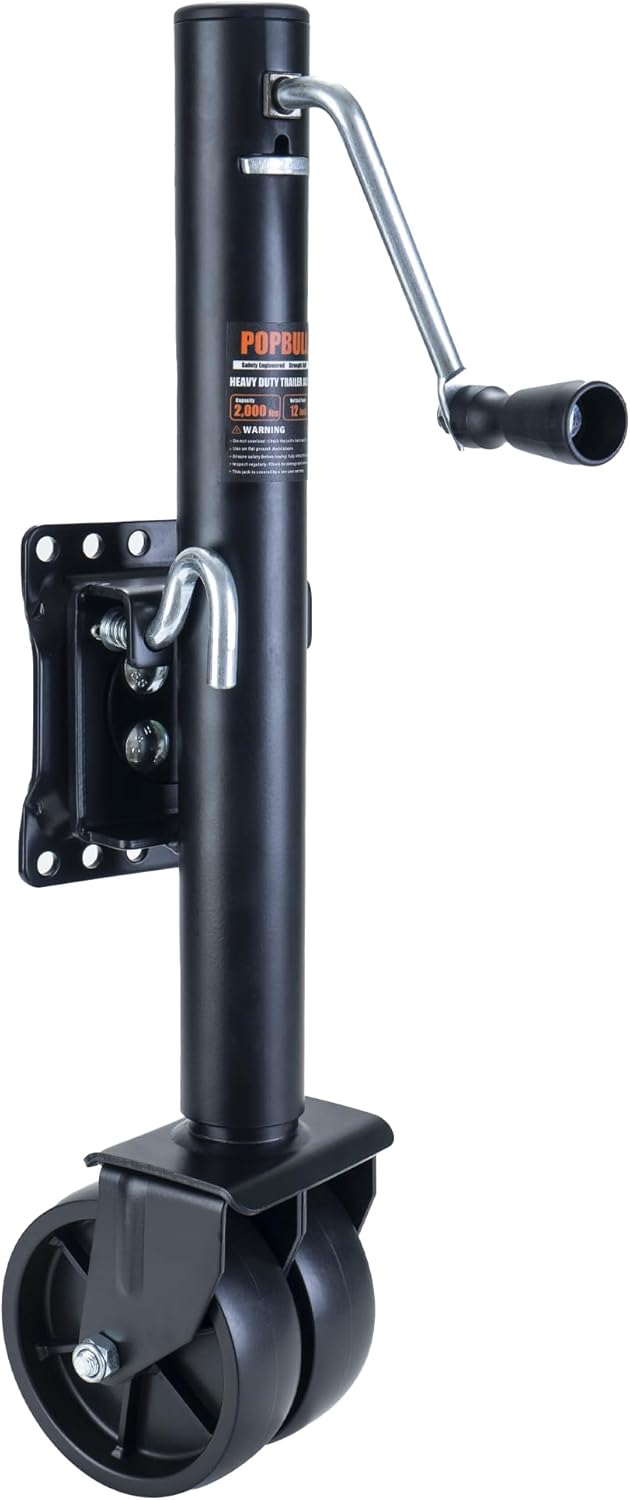 5000 lb Weld-on Pipe Swivel Trailer Jack, 10" Lift Trailer Jack with Footplate, Suitable for RVs, Boats, Multi-Purpose Trailers, and Camping Trailers