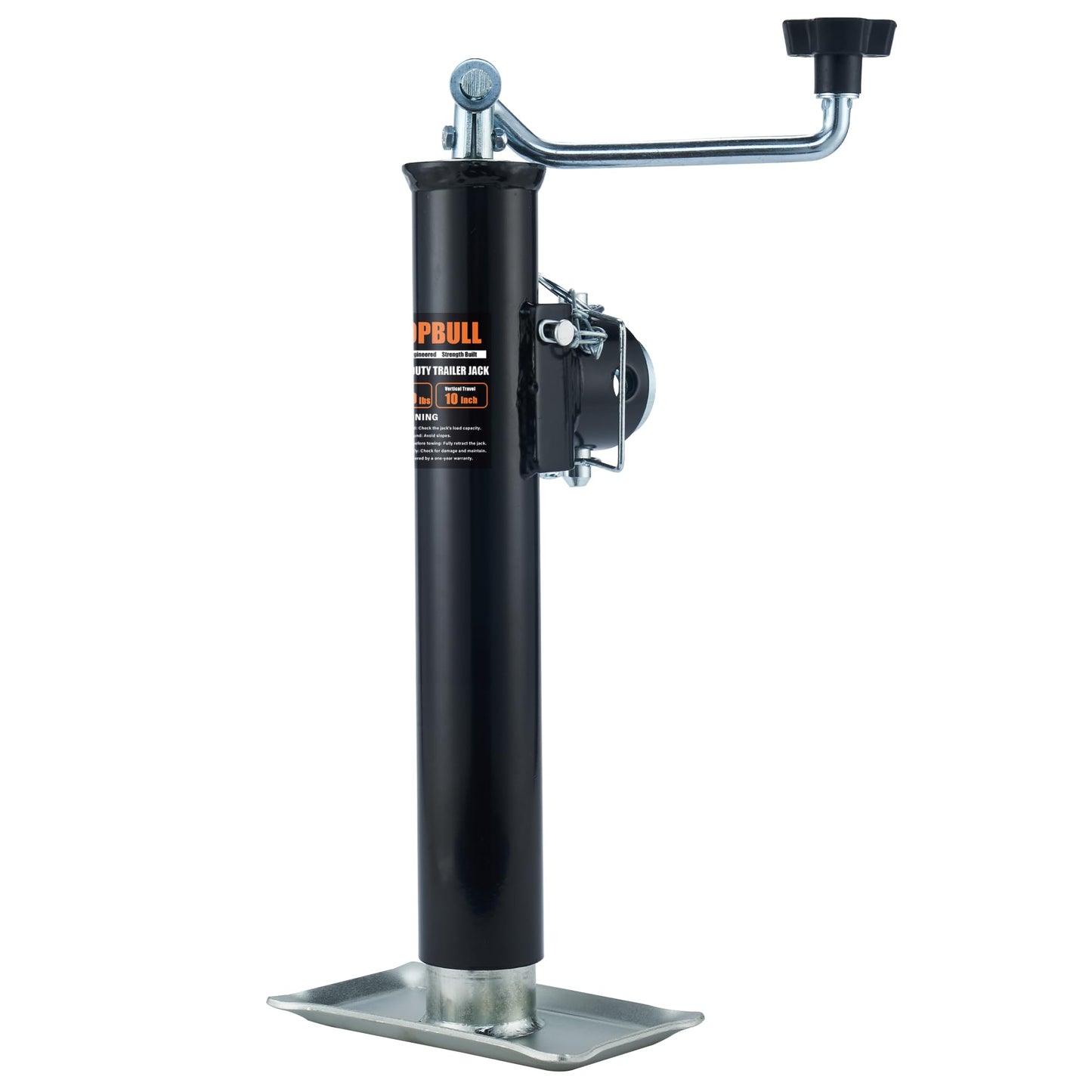 5000 lb Weld-on Pipe Swivel Trailer Jack, 10" Lift Trailer Jack with Footplate, Suitable for RVs, Boats, Multi-Purpose Trailers, and Camping Trailers