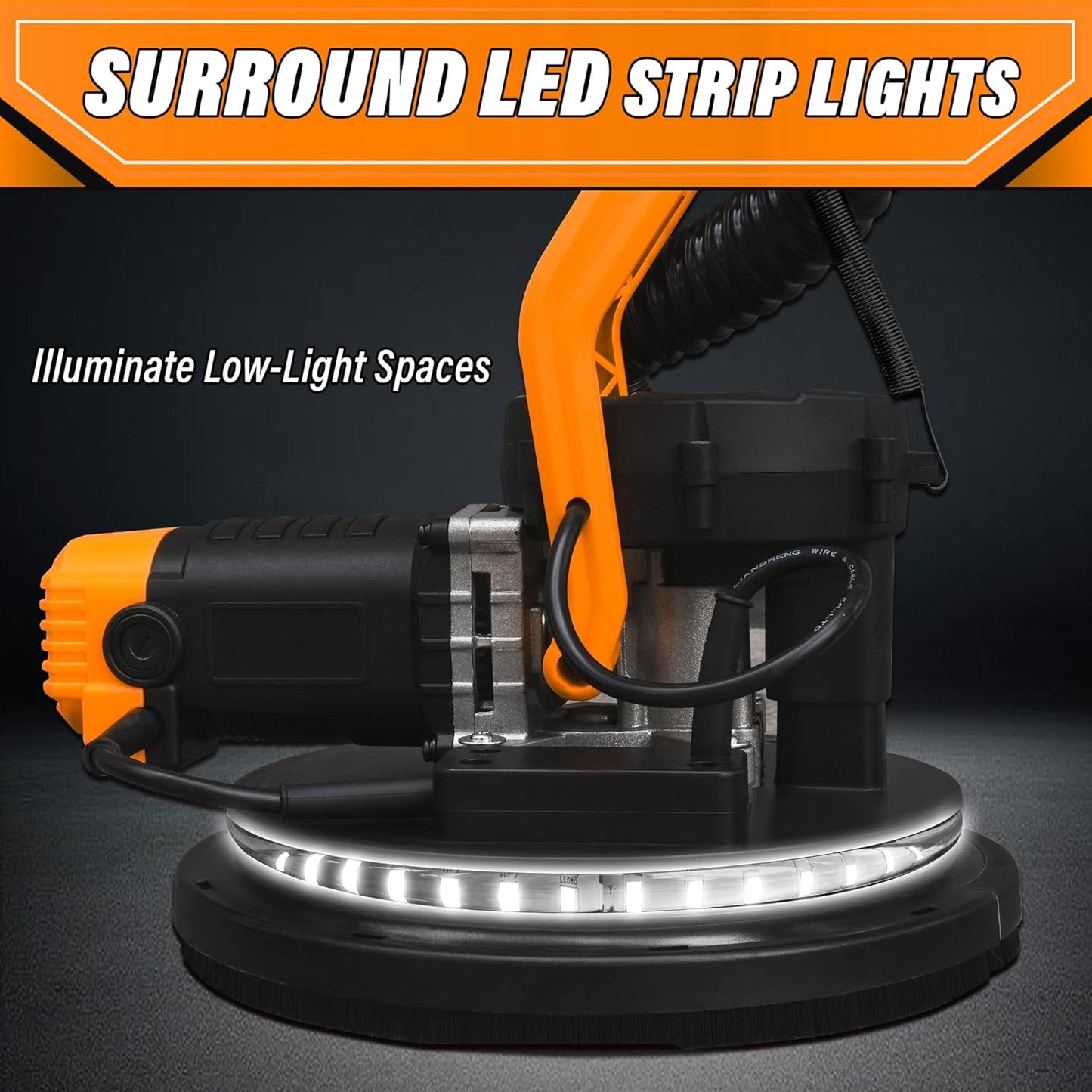 Electric Drywall Sander (1050W) With Vacuum, Heavy Duty Drywall Sander with LCD Digital Display,9 Variable Speed 800-2100RPM,Foldable & Extendable Handle,12pcs Sanding Discs,Wood Floor etc