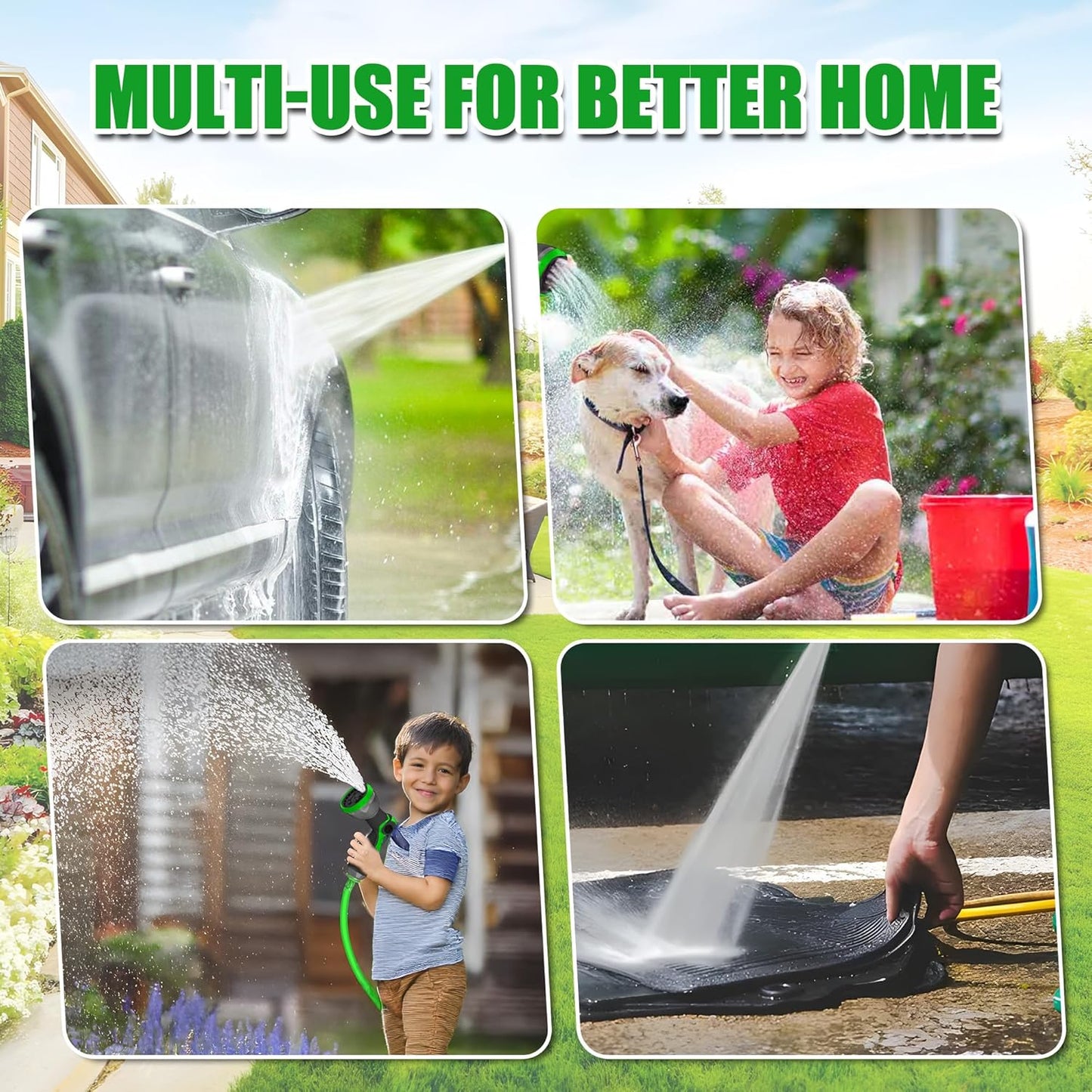 Retractable Garden Hose Reel,1/2 in x 100 ft Wall Mounted Hose Reel, with 12- Function Sprayer Nozzle, Any Length Lock/Slow Return System/Wall Mounted/180°Swivel Bracket (Grey)