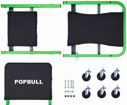 POPULL Foldable Z Garage Creeper, 36 inch, 300 lbs Load Capacity Rolling Folding Mechanic Creeper Stool, with 6 Universal Wheels Padded Seat Steel Frame, Lay Down or Sit Chair for Garage Shop or Home