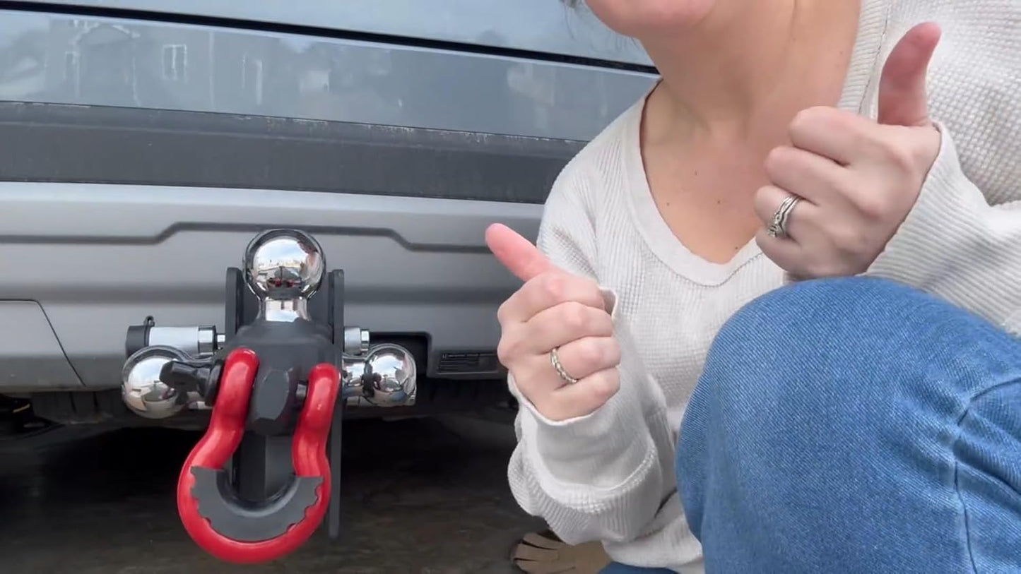 TYT Adjustable Trailer Hitch Tri Ball Mount with Swivel Shackle and Tow Hook, Fits 2 inch Receiver, 1-7/8" & 2" &2-5/16" Ball, Heavy-Duty Towing Hitch