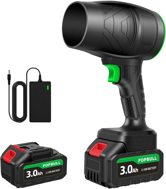 Leaf Blower, 21V Cordless Electric Blower with 2 3.0Ah Batteries and 1 Hour Fast Charger, Lightweight Leaf Blower for Patio Cleaning, Lawn Care, Blowing Fallen Leaves and Dust, etc.