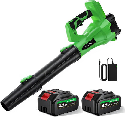 Leaf Blower, 21V Cordless Electric Blower with 2 4.5Ah Batteries and 1 Hour Fast Charger, Lightweight Leaf Blower for Patio Cleaning, Lawn Care, Blowing Fallen Leaves and Dust, etc.r