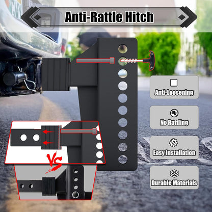 TYT Adjustable Trailer Hitch Tri Ball Mount with Swivel Shackle and Tow Hook, Fits 2 inch Receiver, 1-7/8" & 2" &2-5/16" Ball, Heavy-Duty Towing Hitch