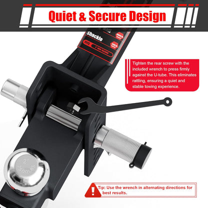 TYT Adjustable Trailer Hitch Ball Mount with Lock&Pin&Rotatable Tow Shackle, Fits 2-in Receiver, 2-in, 2-5/16-in Hitch Ball
